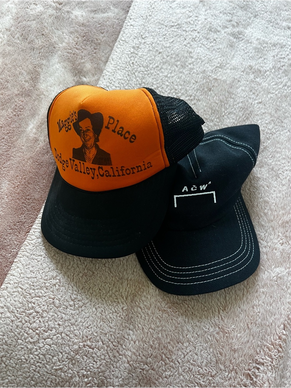 A Cold Wall Black Trucker Cap & Orange Mesh Logo Cap - Men’s Accessories